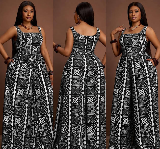 African Print Wide-Leg Jumpsuit