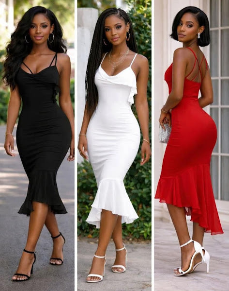 Ruffle Hem Midi Dress