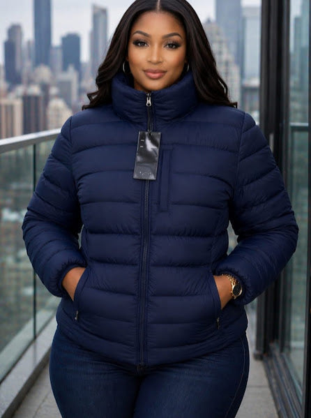 Classic Black Zip-Up Puffer Jacket