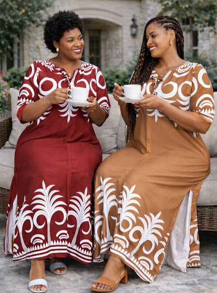 Tribal Print Border Maxi Dress