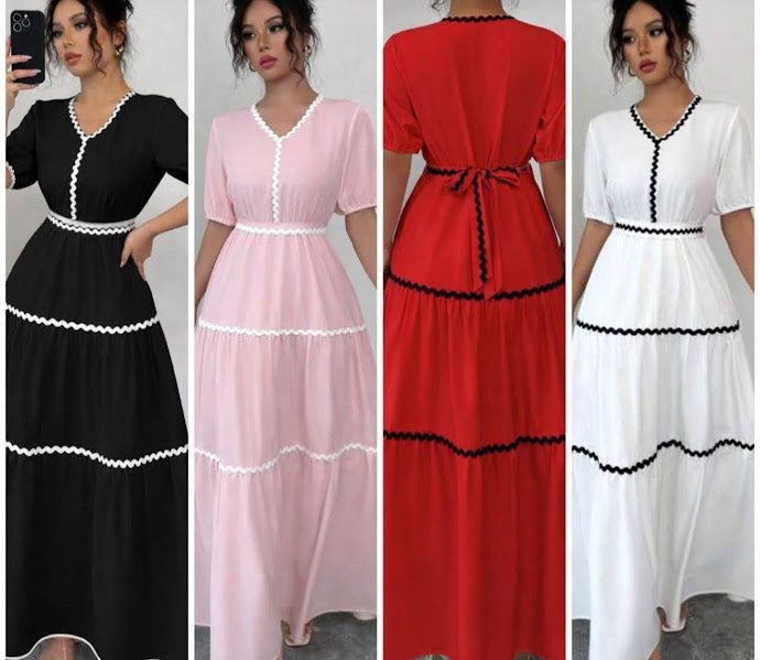 Ric Rac Trim Tiered Maxi Dress