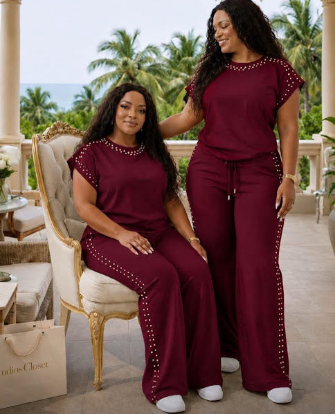 Pearl Stud Two-Piece Lounge Set
