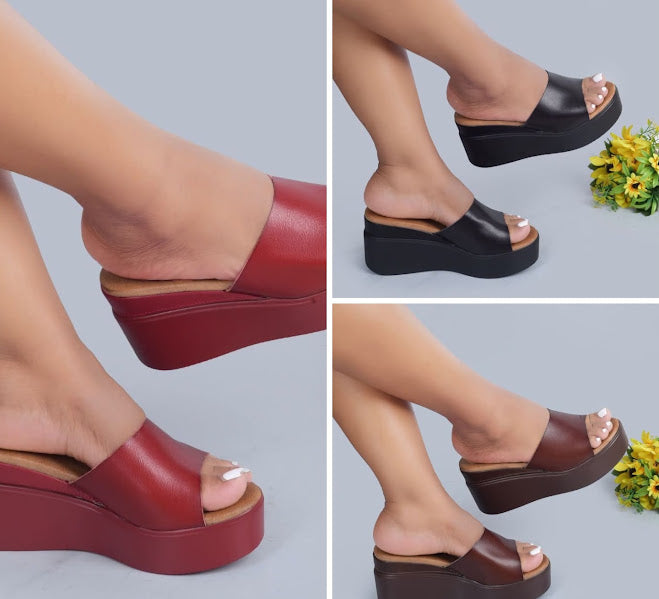 Open-Toe Platform Wedge Slide Sandals