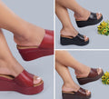Open-Toe Platform Wedge Slide Sandals