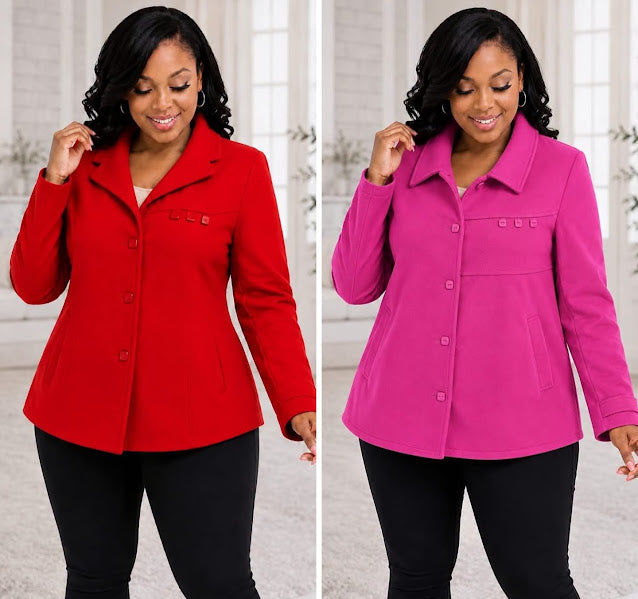 Classic Button-Front Flare Jacket
