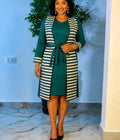 Navy & White Striped Jacket Dress Set