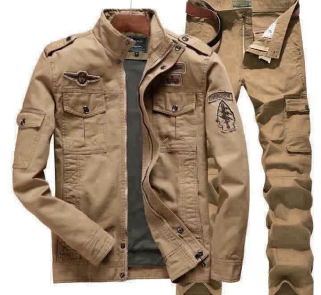 Men's Military Cargo Jacket & Pants Set
