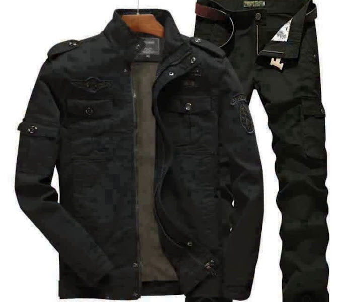 Men's Military Cargo Jacket & Pants Set