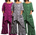 Striped Two-Piece Ruffle Lounge Set