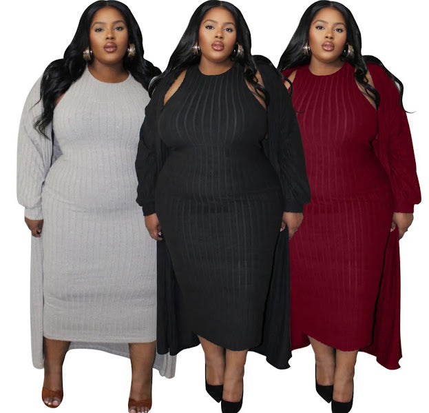 Cold Shoulder Ribbed Knit Midi Dress
