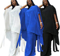 Asymmetric Cape Top & Wide Leg Pants Set