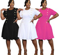 Gold Button Detail A-Line Mini Dress