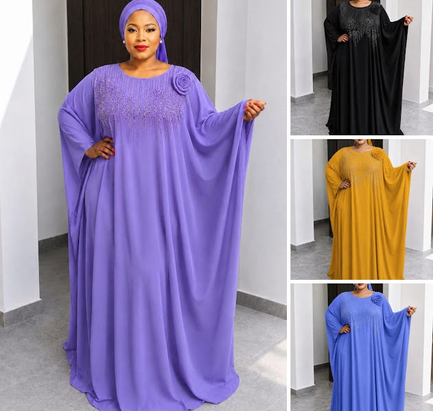 Floral Embellished Batwing Kaftan Maxi Dress