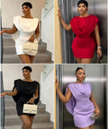 Draped Cape Shoulder Bodycon Mini Dress