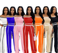 Strapless Crop Top & Wide-Leg Pants Set
