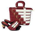 Wine & White Buckle-Strap Mule & Tote Bag Set