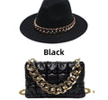 Red Gold Chain Fedora Hat & Quilted Handbag Set