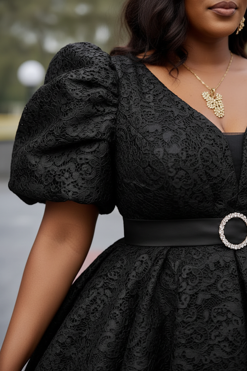 Black Lace Ball Gown - Detail