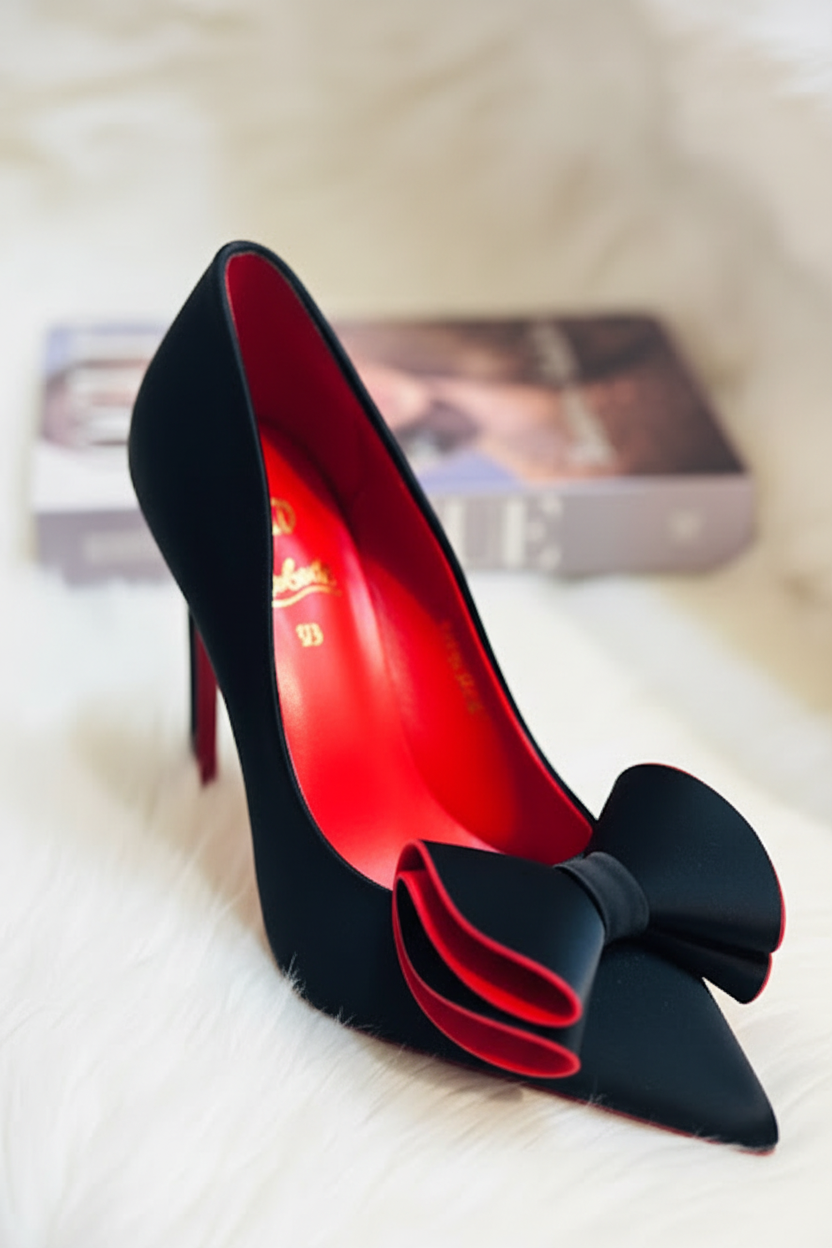 Black Red Bow Stilettos - Detail