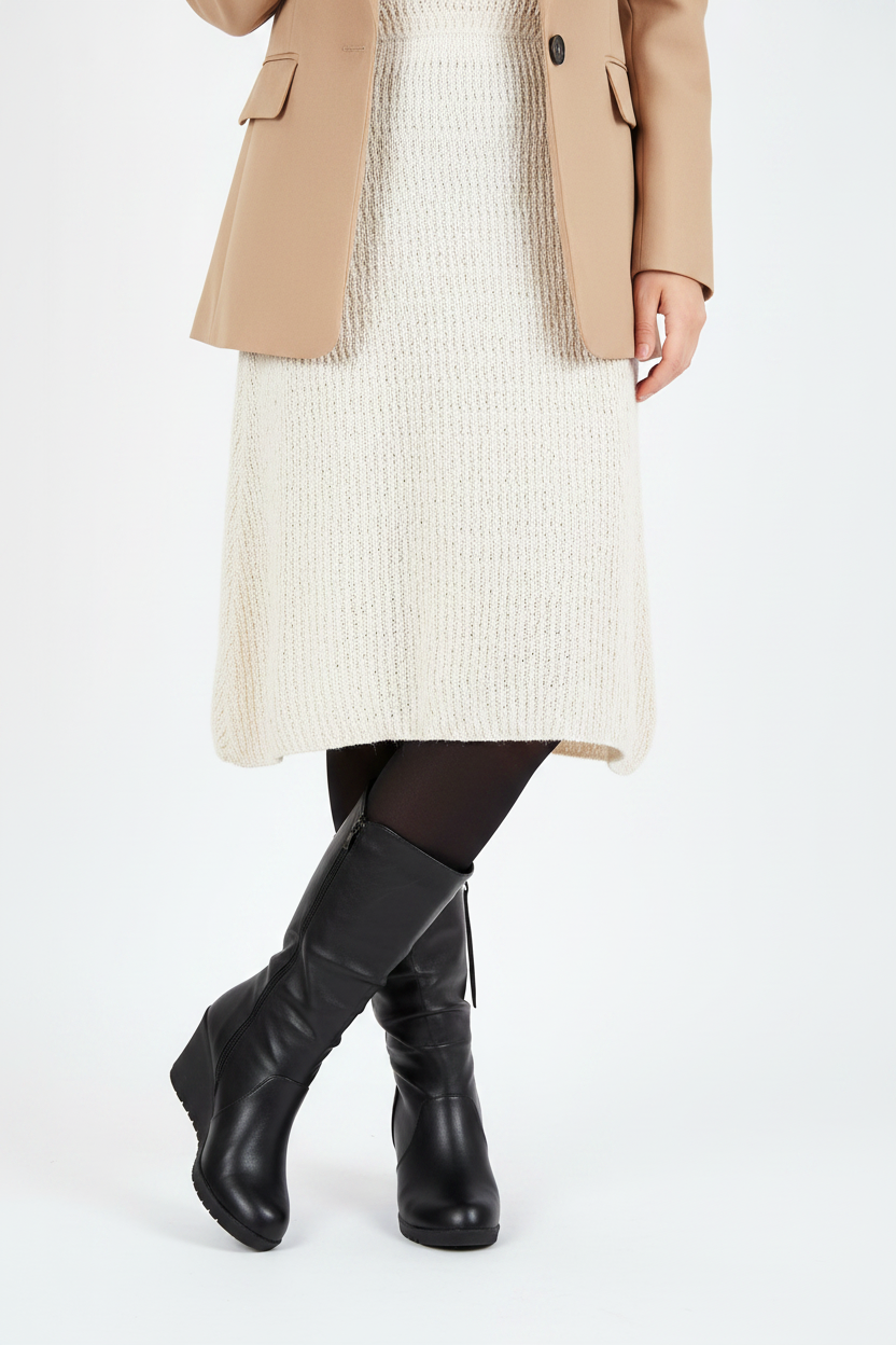 Black Wedge Boots Product Shot