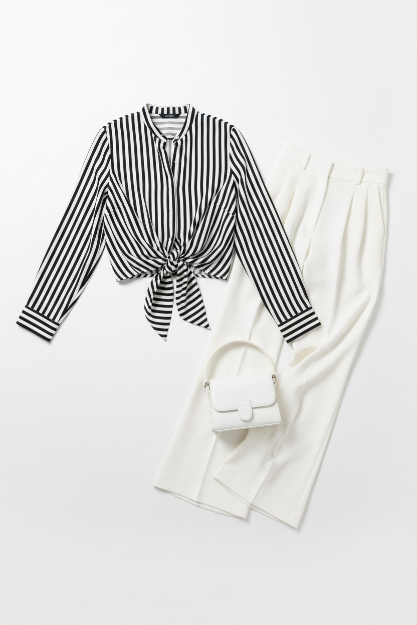 Black & White Striped Set - Flat Lay