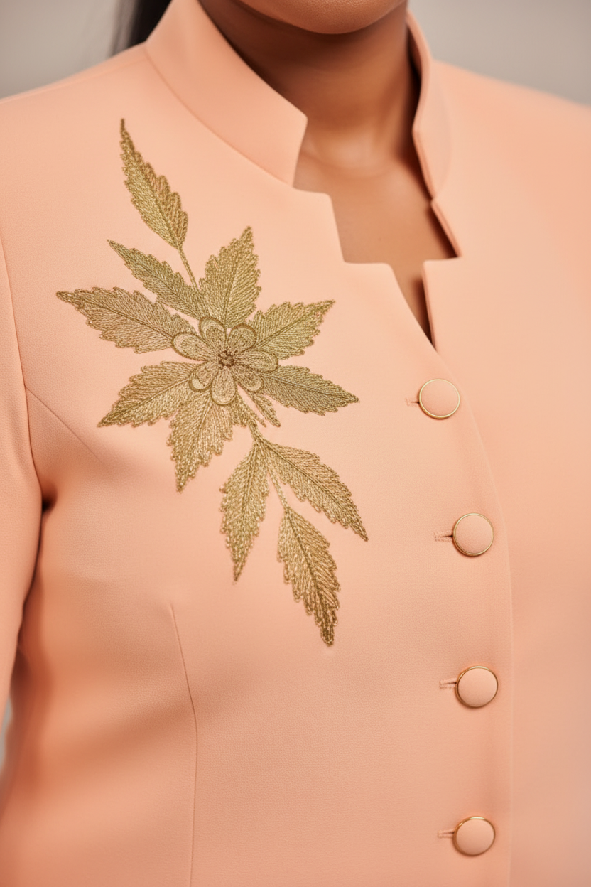 Blush Peach Blazer Set - Detail