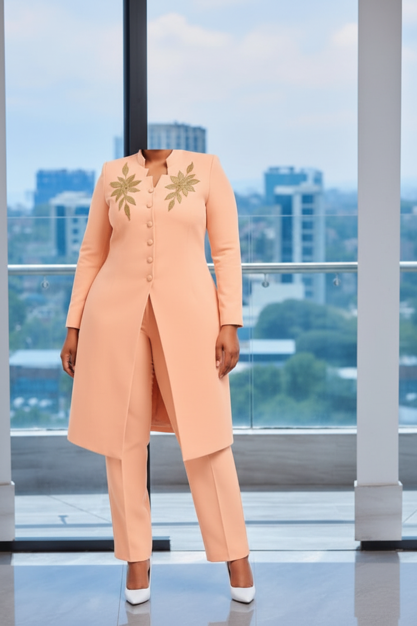 Blush Peach Blazer Set - Interior