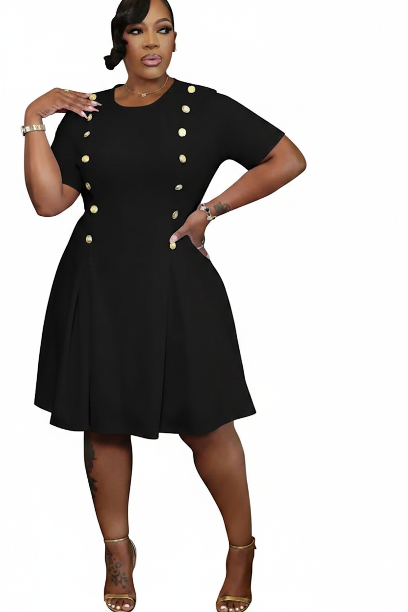 Button Dress - Black