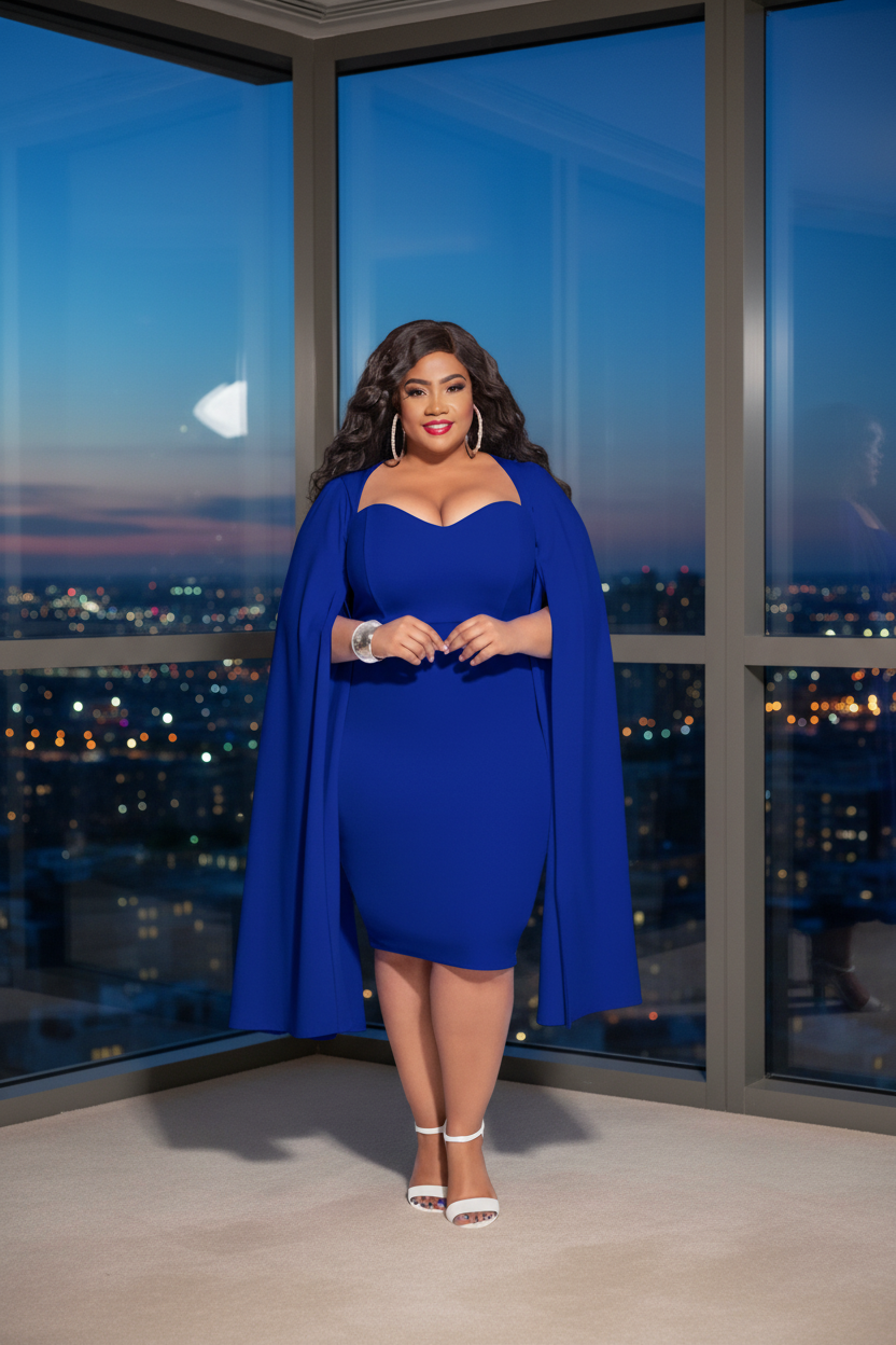 Cape Dress - Royal Blue Glam
