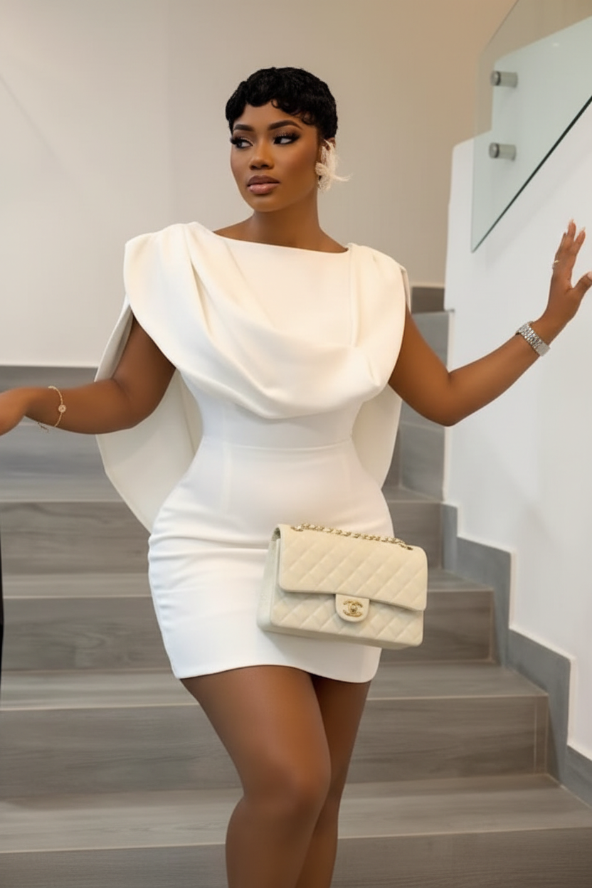 Cape Dress - White