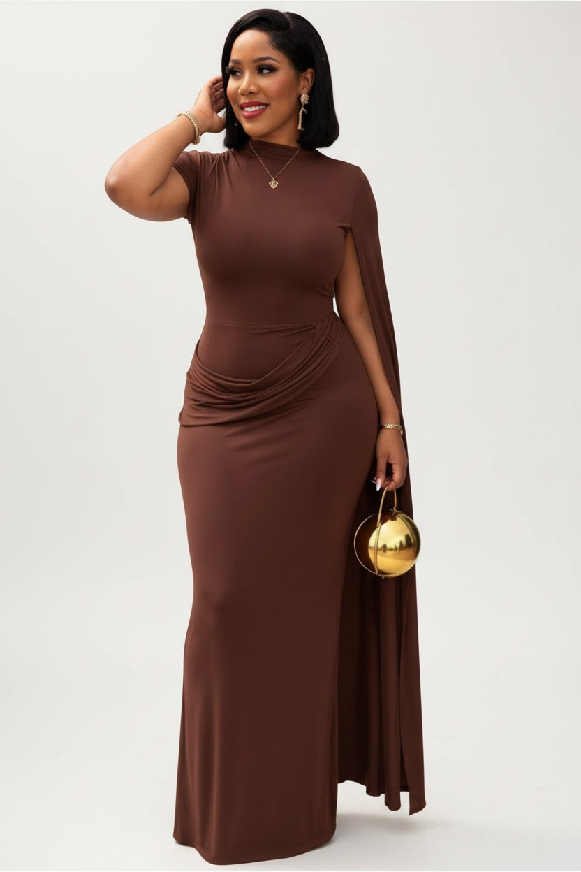 Cape Sleeve Maxi Dress