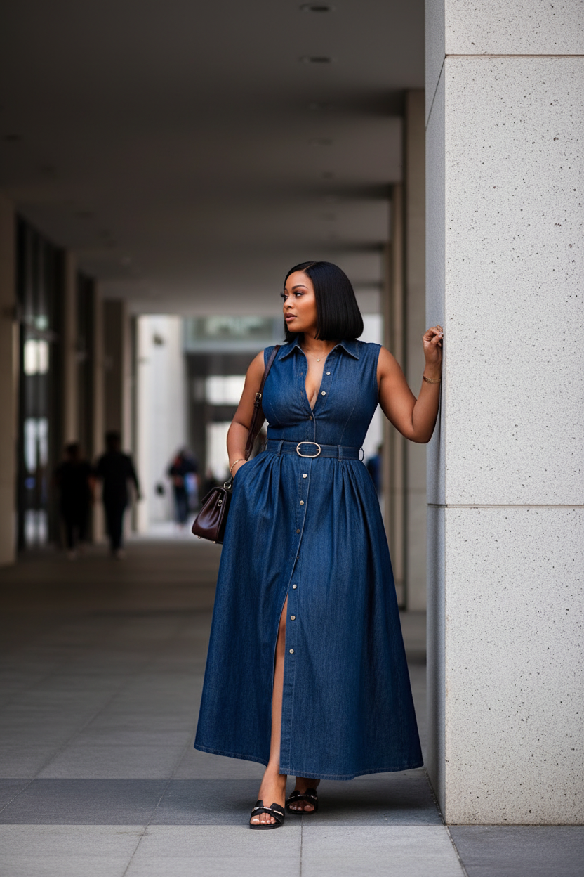 Denim Maxi Dress - Alternate Angle