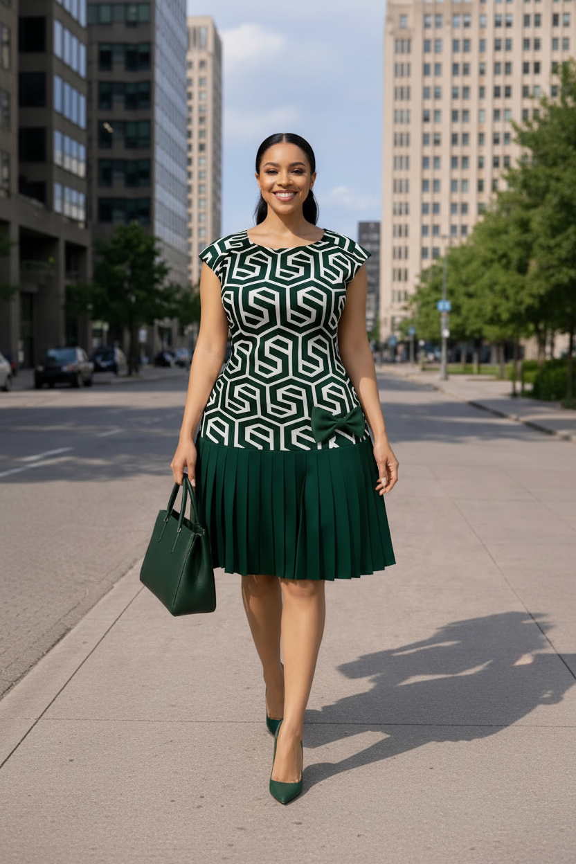 Geometric Dress Green Editorial