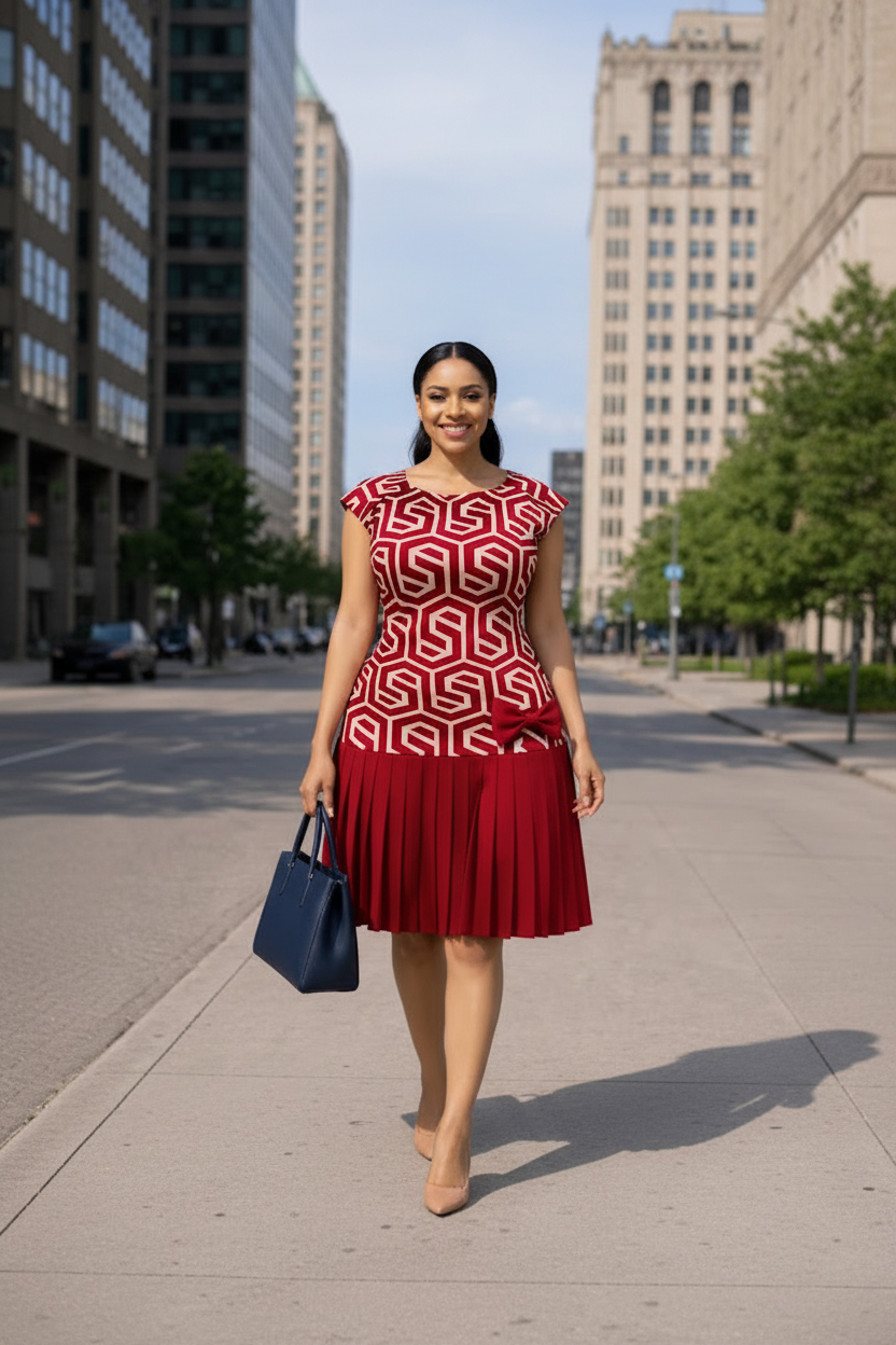 Geometric Dress Red Editorial