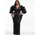 Women's Plus Size Sequin Evening Gown - Black