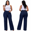 Women's High Waist Wide Leg Jeans - Dark Navy