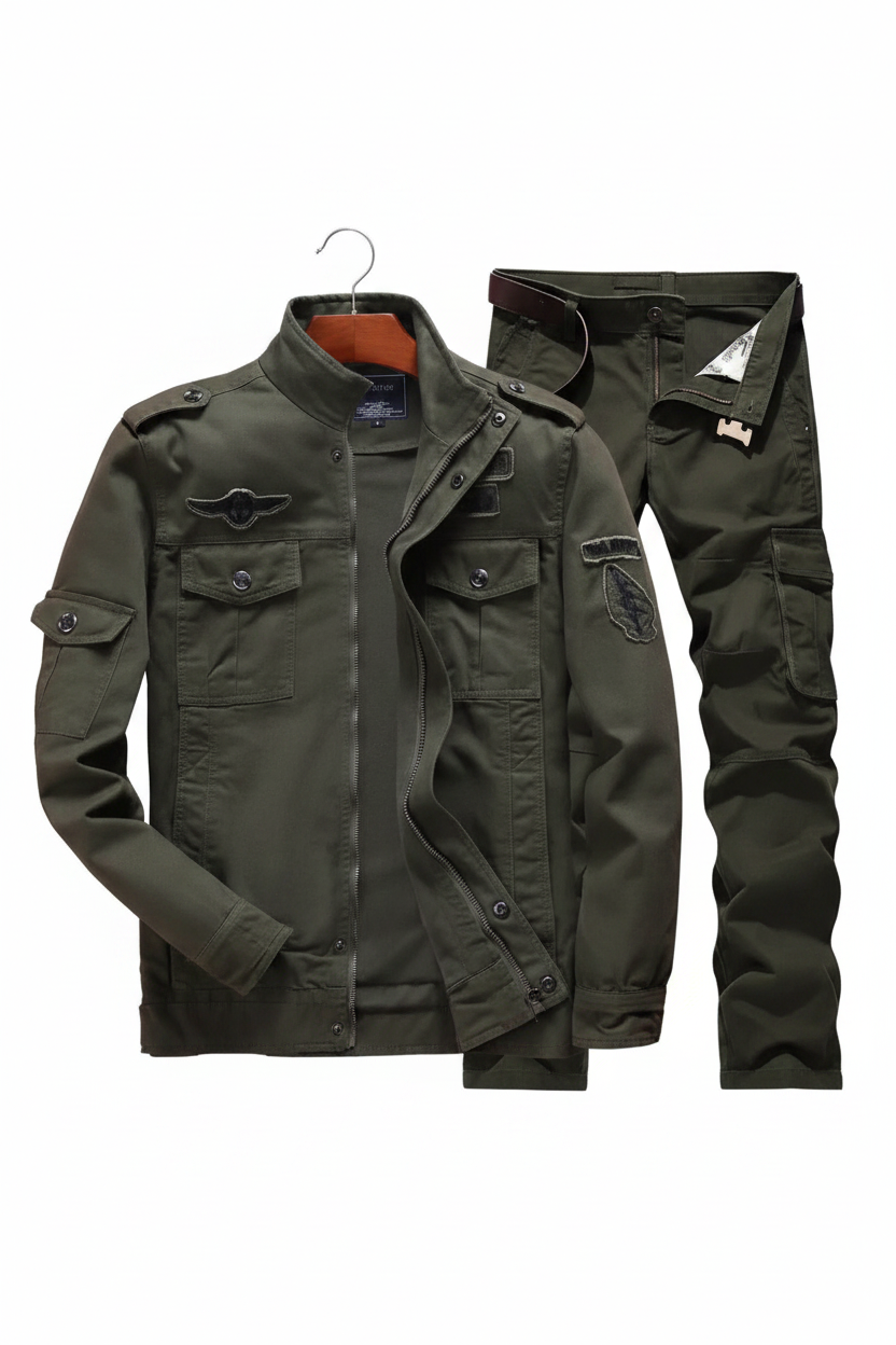 Men's Military Cargo Jacket & Pants Set - AI Generated Lookbook