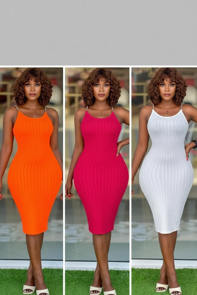 Women's Ribbed Bodycon Midi Dress - AI Generated Lookbook