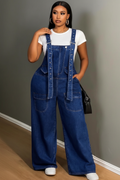 Wide-Leg Denim Overall Jumpsuit - AI Generated Lookbook
