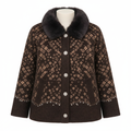 Women's Fur Collar Quilted Jacket - Brown