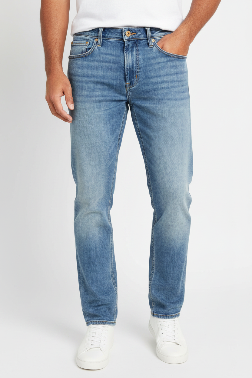 Light Blue Straight Leg Jeans