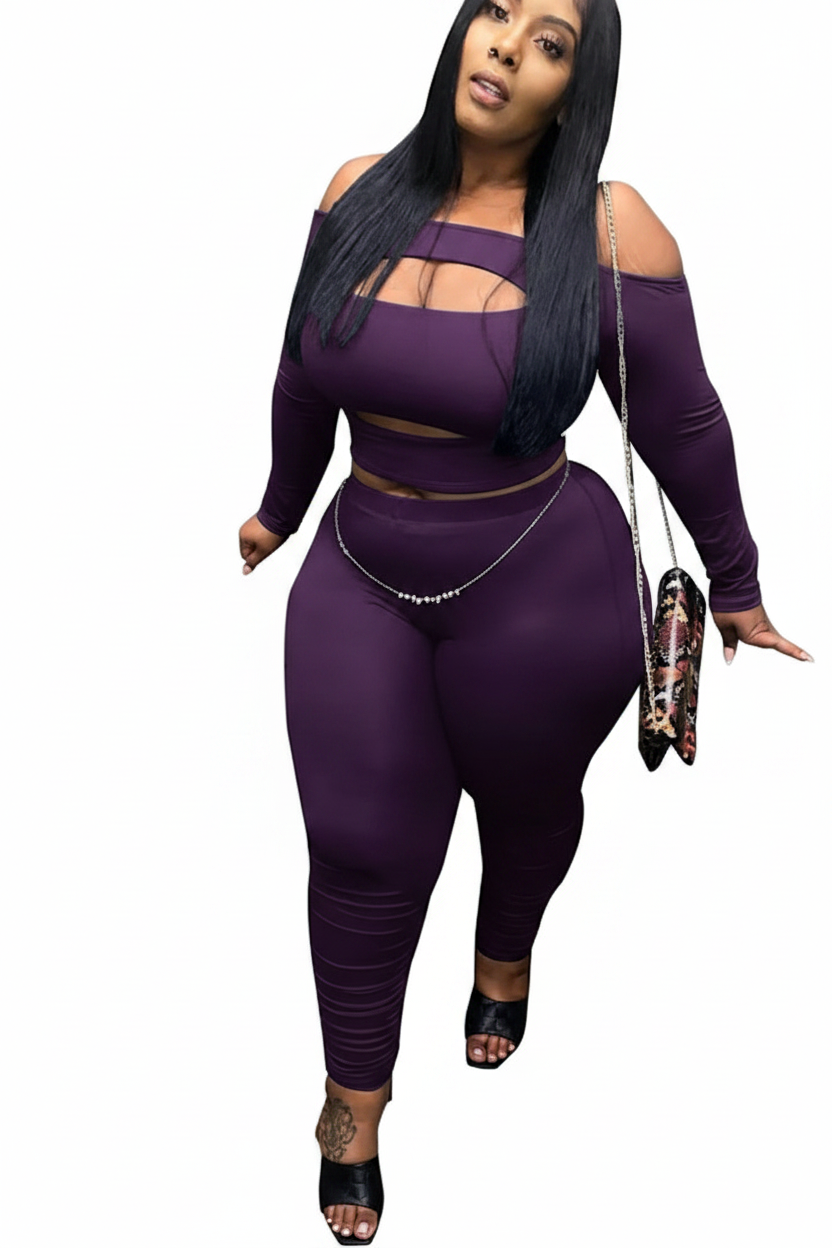 Off-Shoulder Set - Deep Purple