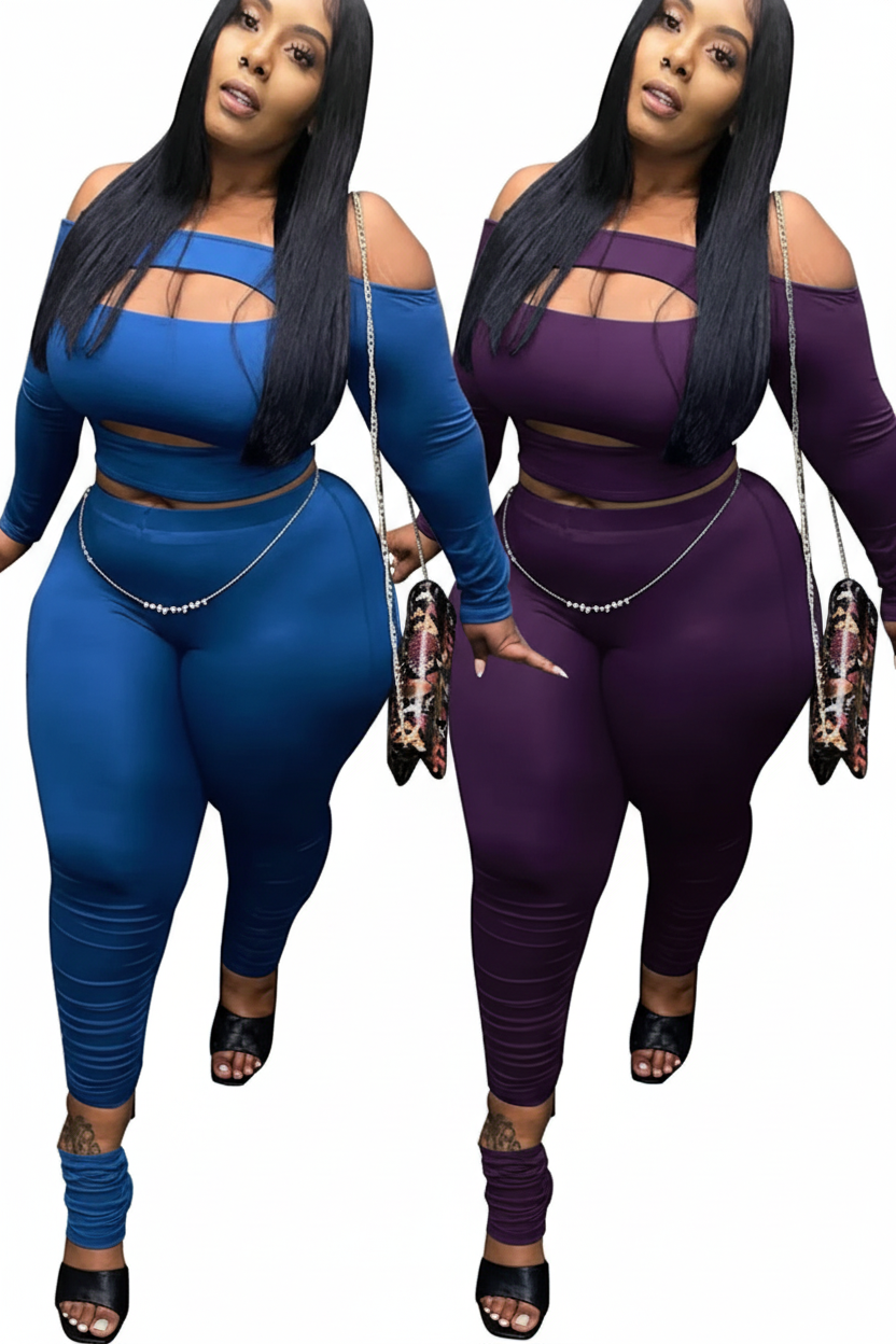 Off-Shoulder Set - Royal Blue