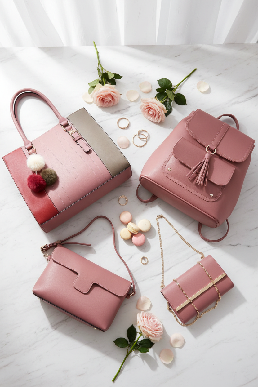 Pink Bag Set – Flat Lay