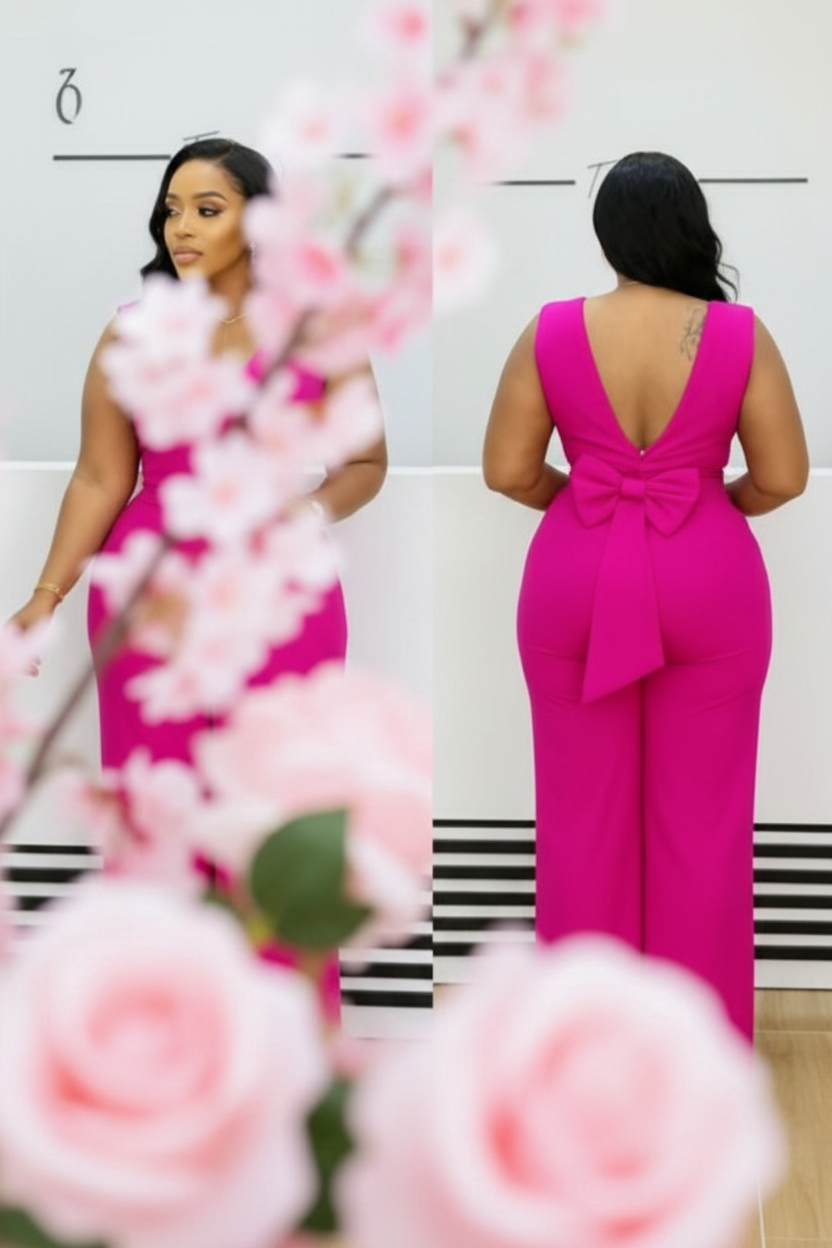 Pink Jumpsuit – Bow Back