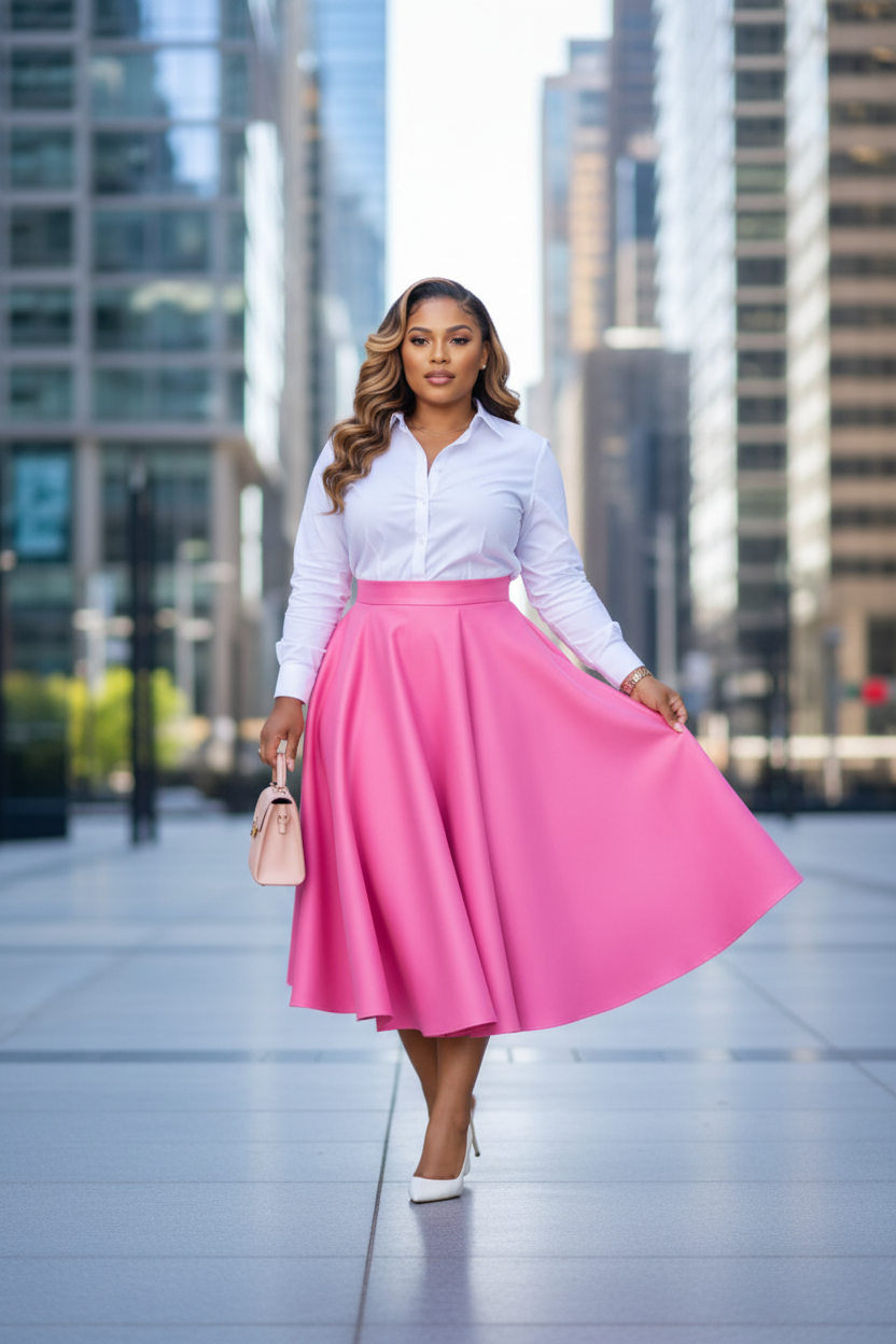 Pink Midi Skirt Set
