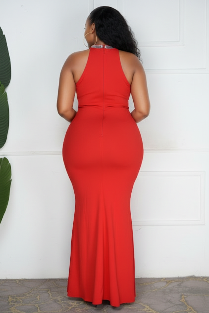 Red Sequin Maxi Dress - Back