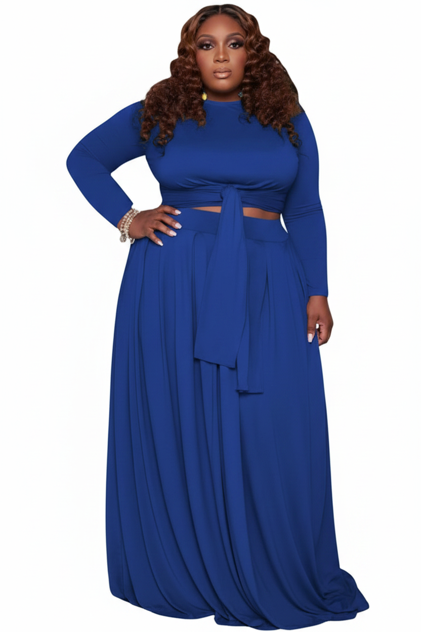 Royal Blue Crop Top & Maxi Skirt Set