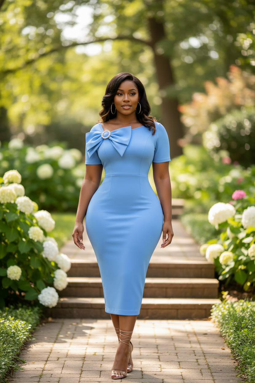Sky Blue Bow Dress - Lifestyle