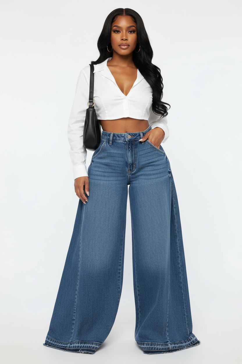 Ultra Wide-Leg Baggy Denim Jeans